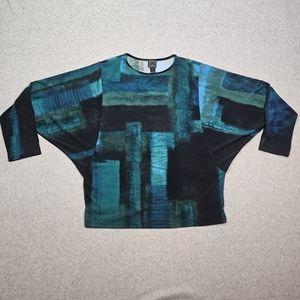 Clara Sun Woo Watercolor Paint Stroke Dolman Sleeve Top Womens Size Small Artsy